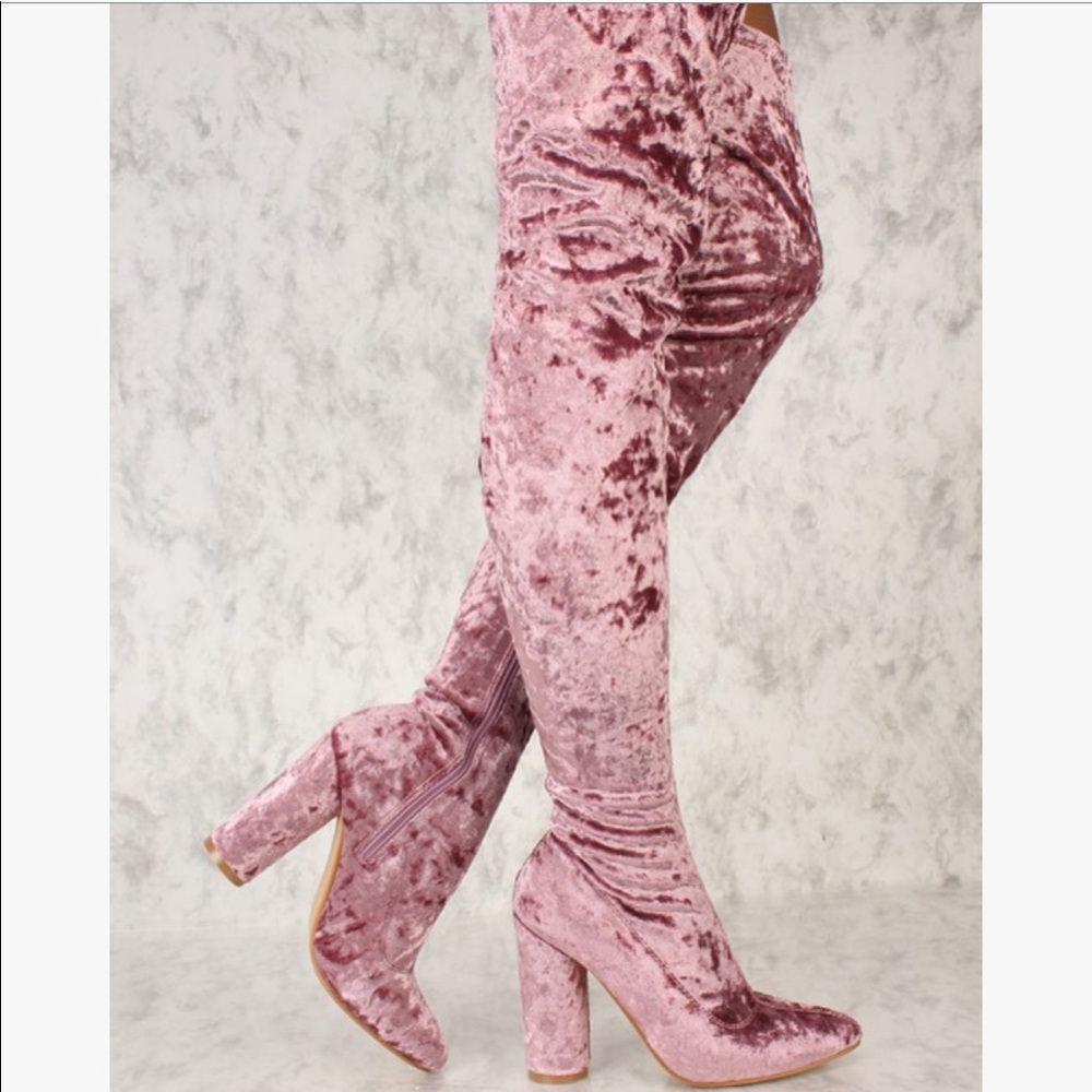 Dusty Rose Thigh High Boots - Picture 3 of 4